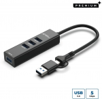 MicroConnect Premium USB 3.0 Hub 4-Port with USB-C & A connectors, 5Gbps, 0,15m