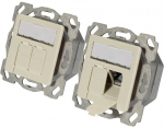 Data outlet Cat.6A 500MHz up/down, Flush, 2xRJ45, RAL9010