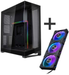 PHANTEKS NV7 black + D30 PWM Reverse Airflow D-RGB fans, 3-pack - 120mm