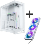 PHANTEKS NV7 white + D30 PWM Reverse Airflow D-RGB fan, 3-pack - 120mm