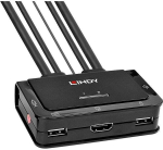 LINDY 2 Port HDMI 2.0 18G, USB 2.0 KVM Switch mit Audio