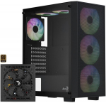 Aerocool B509A Flow-G-BK-v1 PC case with power supply Aero 650 black tempered glass