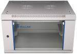 Extralink Wall cabinet rack 6U 600x450 gray glass door