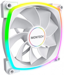 Montech RX140 PWM White 140mm Fan, 1600 RPM, 153.76 m&sup3;/h, 2.90 mmH2O, Quiet, RGB