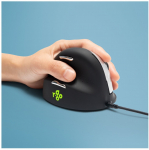 R-Go HE Mouse Ergonomisk mus, Medium (165-195mm), Venstre, Med kabel Kabling Sort S&oslash;lv