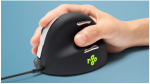 R-Go HE Mouse Ergonomisk mus, Stor (over 185mm), H&oslash;jre, med kabel Kabling Sort S&oslash;lv