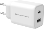 Conceptronic 2-port USB-C/USB-A charger 33W PD3.0 PPS white