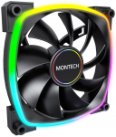Montech AX140 PWM 140mm Fan, 1600 RPM, 153.76 m&sup3;/h, 2.90 mmH2O, RGB, Black