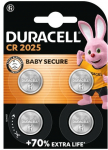 Duracell button cell battery CR2025 3.0V lithium, 4 pcs