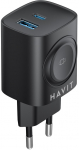 Havit UC132 EU - GaN 22 W dual-port charger with wireless charging option, black