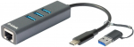 D-Link USB-C/USB to Gigabit Ethernet Adapter with 3 USB 3.0 Ports