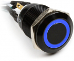 Impactics 19mm Vandalism Button, IP65, Blue LED - Black