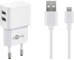 Goobay Dual charger set Micro USB 2.4 A, with 2 USB jack, white