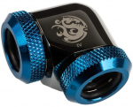 Bitspower Adapter 90 Grad 12mm AD Hardtube auf 12mm AD Hardtube - schwarz gl&auml;nzend/blau