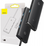 Hub USB-A 4xUSB 3.0 Ports 25cm, Black