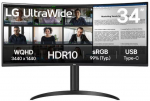 LG 34" 34WR55QK-B Curved UltraWide QHD Monitor Black USB-C 65WPD