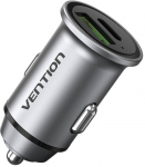 Vention Dual Port Car Charger USB-A USB-C 18/20W Gray