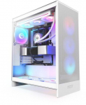 NZXT H7 Flow RGB Case, Mid Tower, E-ATX, Tempered Glass - White