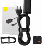 Baseus GaN3 Pro Quick Charger 65W, 2x USB-C, 2x USB, Black