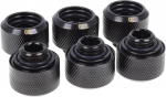 Alphacool Eiszapfen 16mm HardTube compression fitting G1/4 - knurled - deep black sixpack