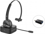 Conceptronic Wireless Bluetooth Headset with Charging Station Black