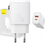 Baseus Compact Quick Charger, USB, USB-C, 20W (white)