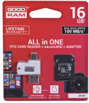 Goodram microSDHC card 16GB CL10 + adapter + reader