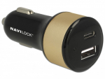 Delock Navilock Car charger 1 x USB Type-C&trade; + 1 x USB Type-A