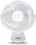 Adler rechargeable clip fan AD 7335, 6 W, 12.7 cm, white