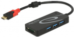 Delock HUB USB-C 3.1 3-ports + 2x SD reader 15 cm black