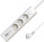 MicroConnect 3-way USB Schuko Power Strip on/off switch 1.5M, White