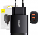 Baseus Compact Quick Charger 2xUSB USB-C PD 3A 30W Black