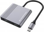 CONCEPTRONIC 4-1 Dock USB-C->2xHDMI,USB3.0,100WPD 25cm gr