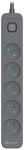Tracer Power Line+ 3m Graphite surge protector power strip (5 sockets)