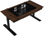 Lian Li DK07 Tischgeh&auml;use Wood Edition, Dual-System-f&auml;hig, 2x E-ATX, h&ouml;henverstellbar - Walnuss, schwarz