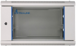 Extralink Wall cabinet rack 4U 600x450 gray glass door