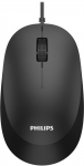 Philips 2000 Series SPK7207BL Wired Optical Ergonomic Mouse, Ambidextrous, 3-button, USB 2.0, Black