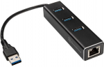 SilverStone SST-EP04 3-Port USB 3.0 Hub mit Gigabit Ethernet - schwarz