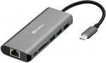 SANDBERG USB-C Dock HDMI+LAN+SD+USB,61W