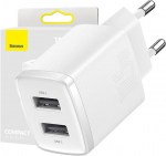 Baseus Compact Dual USB 10.5W Quick Charger White CCXJ010202