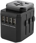 MicroConnect World Travel Adapter, 4 USB A ports, with Universal to EU power plug