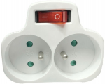 MicroConnect Plug on/off switch EU to 2French Type E, White