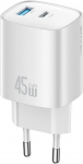 Usams Charger T66 45W GaN CC290 USB-A + USB-C