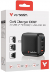 Verbatim GaN Charger 100W Universal Black AC Fast charging Indoor