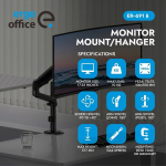 Ergo Office ER-691 B monitor desk mount, gas spring, 17-32
