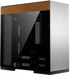 Geometric Future Cowboy Midi-Tower Case - Silver, Tempered Glass, Genuine Leather