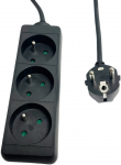 MicroConnect 3-way Power Strip French Type E,1.5m Black