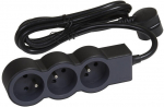 Legrand 16A 3680W 3x2P+Z extra-flat power strip extension with 1.5m cord - black and dark gray