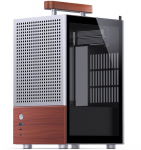 Jonsbo T6 Mini-Tower PC Case, Mini-ITX, Tempered Glass, Wood, Silver