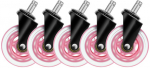 Deltaco 3" Universal Rubber Wheels for Gaming Chair, 5pcs, Pink